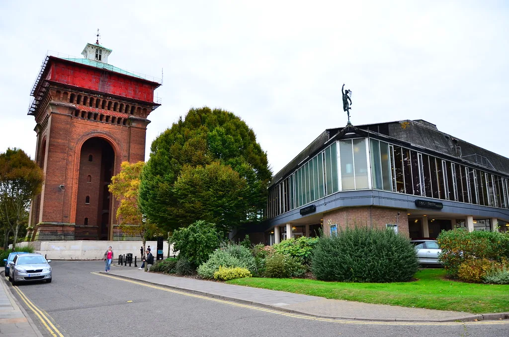 The Mercury Theatre beside Jumbo, the Victorian water tower, at Balkerne Gate